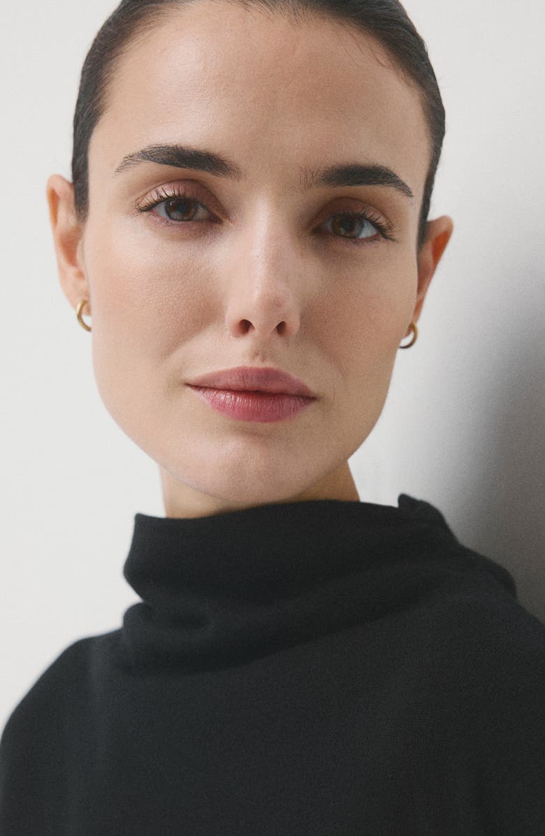 MANGO Gathered Mock Neck Longline Sweater, Alternate, color, 