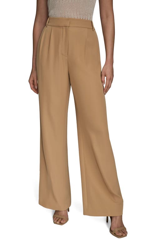 Donna Karan New York Pleated Wide Leg Pants In Brown
