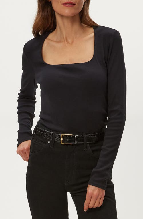 Michael Stars Sarah Long Sleeve Square Neck T-shirt In Black