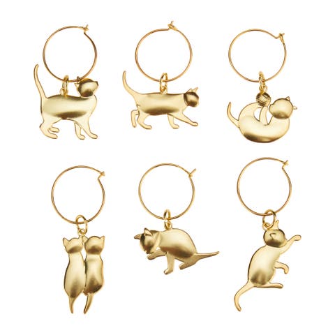 Cat Wine Charms Set of 6