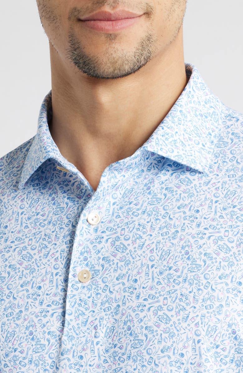Peter Millar Bar for the Course Cocktail Print Performance Jersey Polo, Alternate, color, White