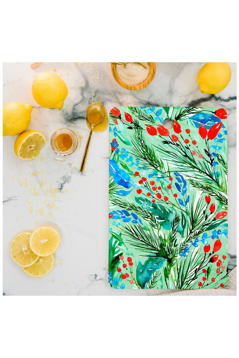 Snowflakes Watercolor Cutting Board, Alternate, color, GREEN