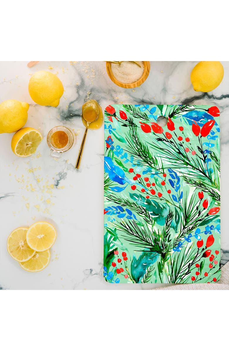 Deny Designs Winter Floral Cutting Board, Alternate, color, Green