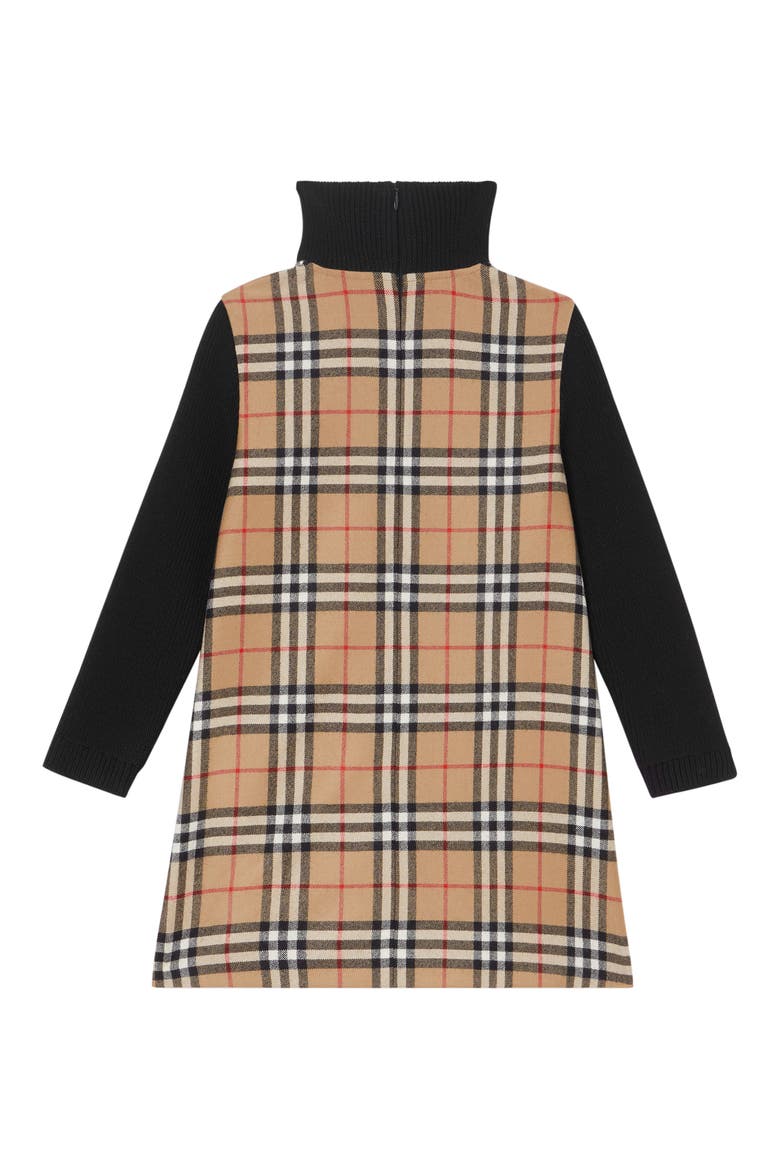 Adeline Check Turtleneck Long Sleeve Dress, Alternate, color, ARCHIVE BEIGE CHECK