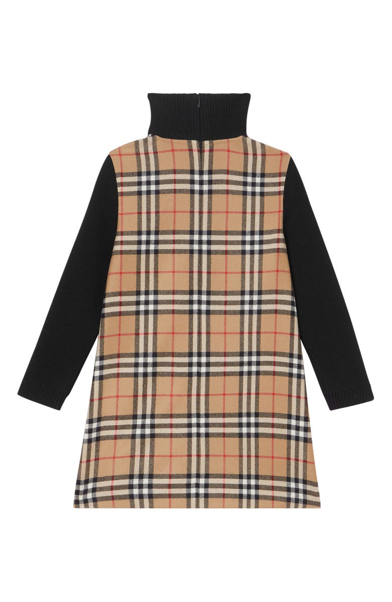 Burberry Adeline Check Turtleneck Long Sleeve Dress, Alternate, color, 