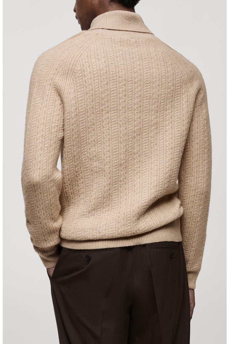 Turtleneck Cable Knit Sweater, Alternate, color, BEIGE