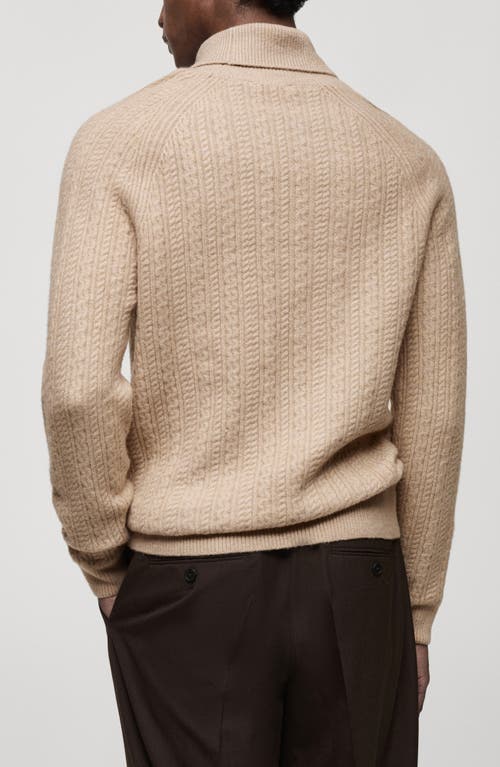 Mango Men's Slim-fit Braided Knit Turtleneck Sweater In Beige