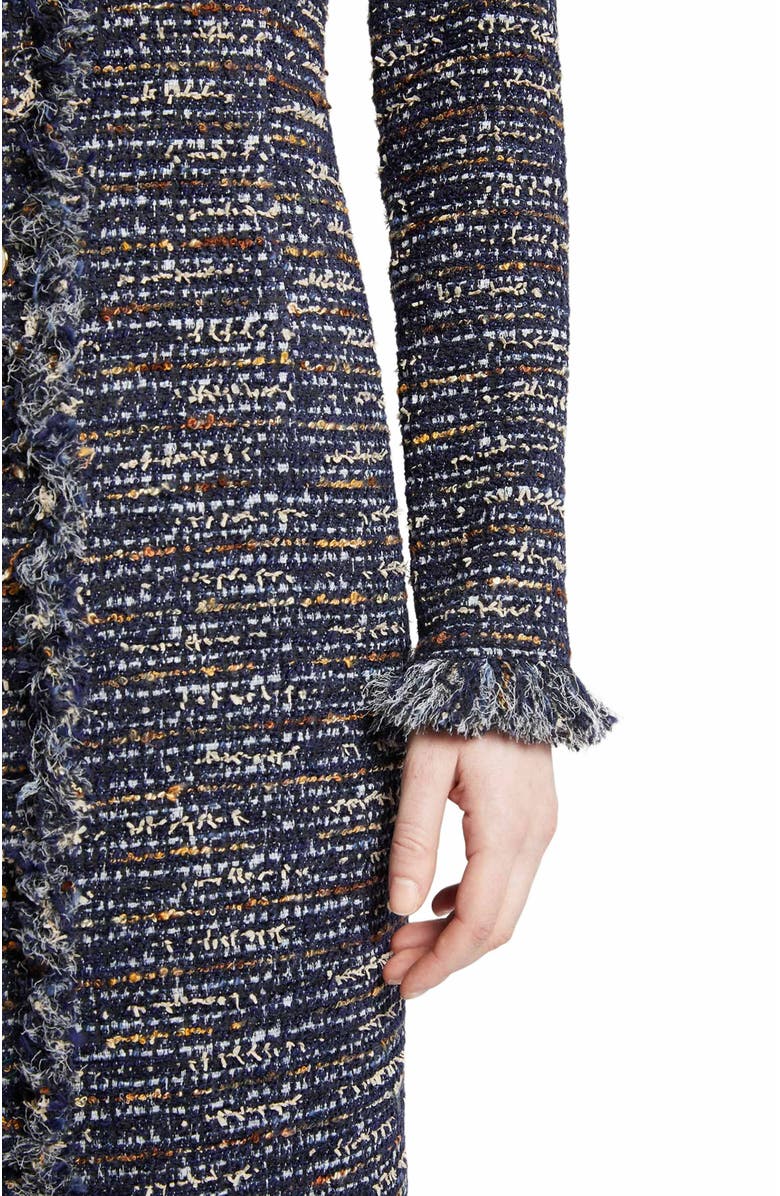 Santorelli CASS Long Sleeve Sheath Tweed Dress with Fringe Trim, Alternate, color, 