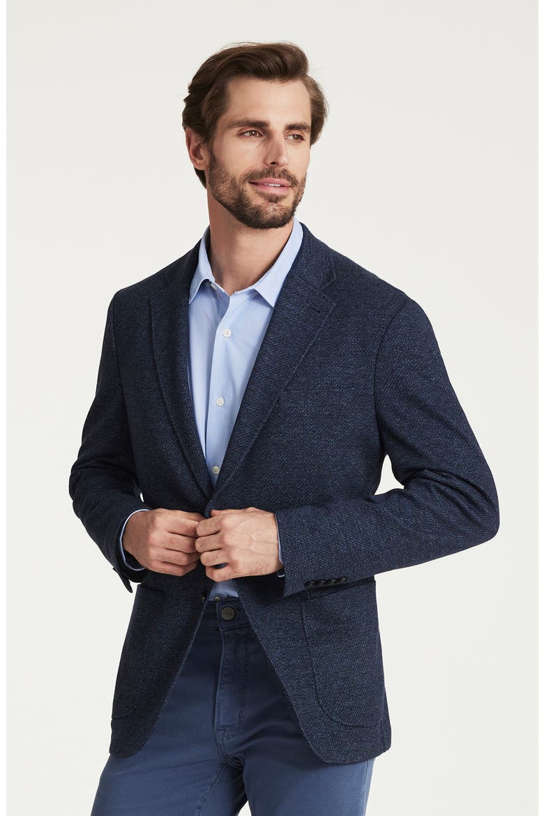 Matteo Wool & Cotton Twill Knit Blazer, Alternate, color, DARK NAVY