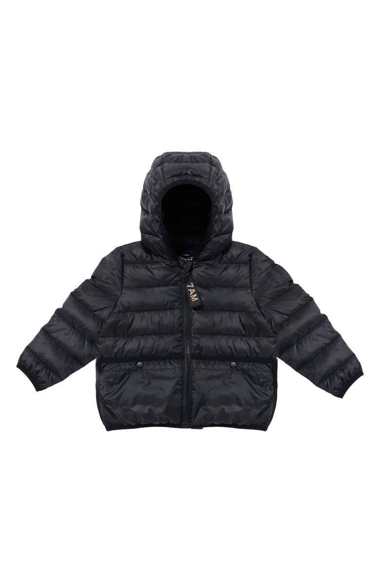 7 A.M. Enfant Kids' Roll Me Packable Puffer Jacket, Main, color, Black