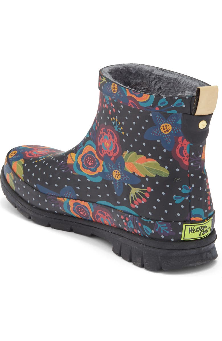 Western Chief Boho Bloom Faux Fur Lined Short Rain Boot, Alternate, color,
