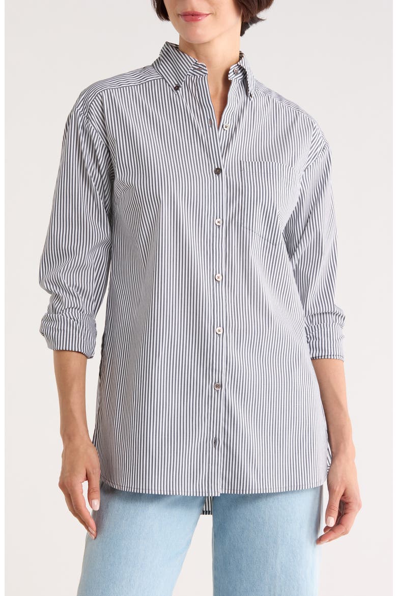Llyod Cotton Blend Shirt, Main, color, CHARCOAL/ WHITE