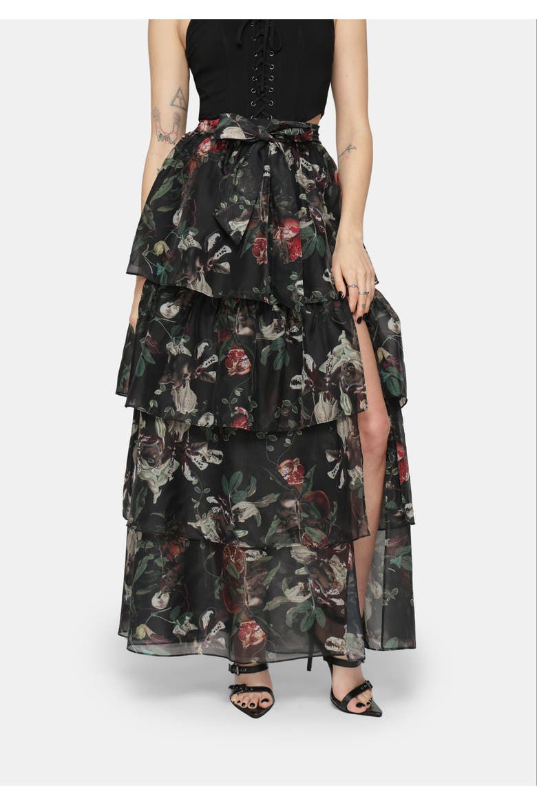Anara Tiered Skirt, Alternate, color, Black