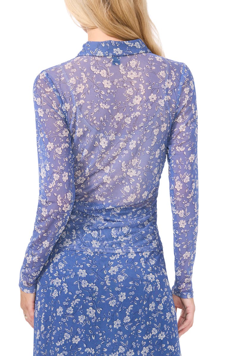 Halogen<sup>®</sup> Print Mesh Button-Up Shirt, Alternate, color, Swift Seas Blue Floral