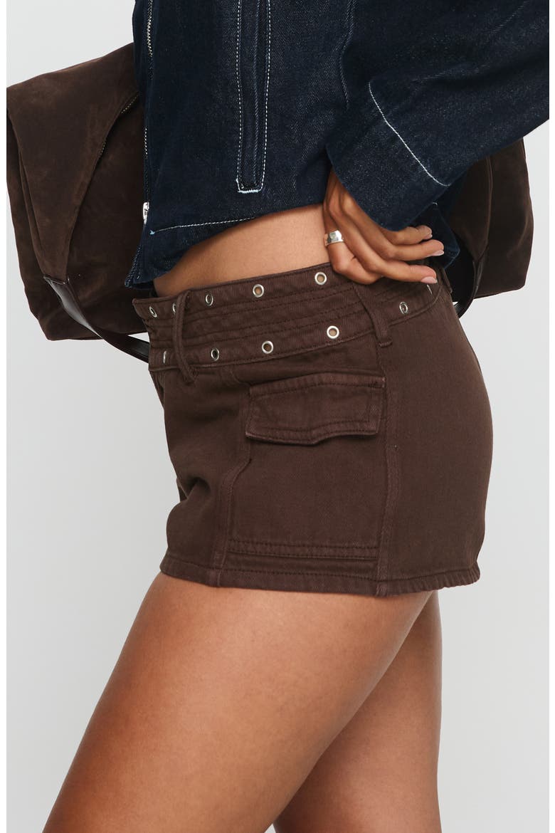 Reno Grommet Cotton Denim Shorts, Alternate, color, BROWN WASH