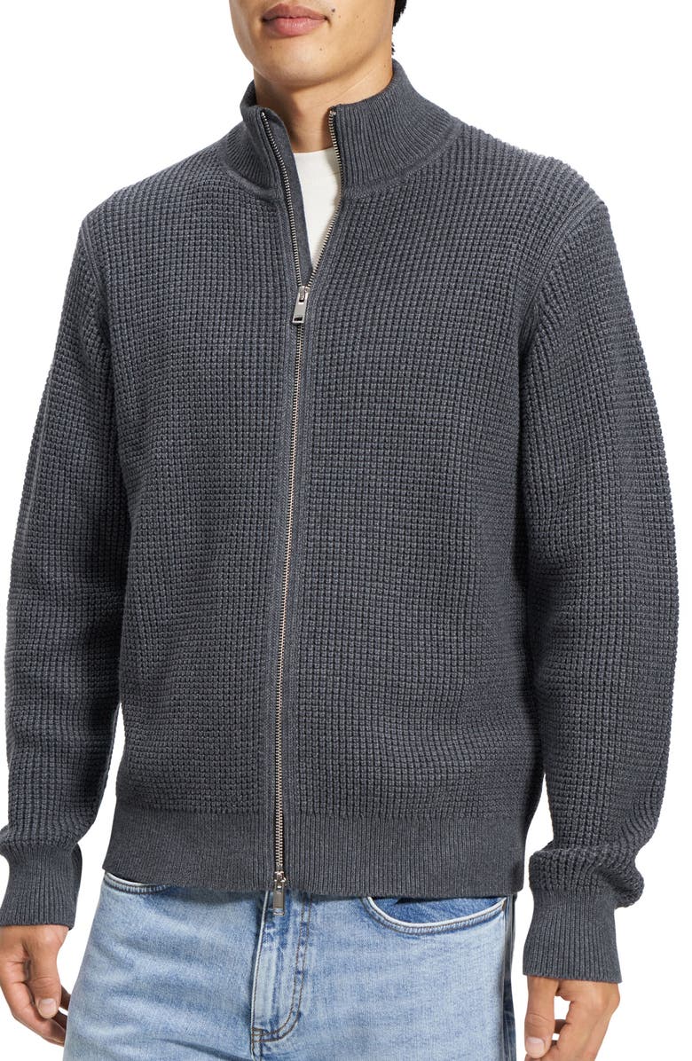 Theory Gary Front Zip Cardigan, Main, color, Dk Gr M/Iv