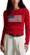 Polo Ralph Lauren Flag Intarsia Cable Stitch Crewneck Sweater
