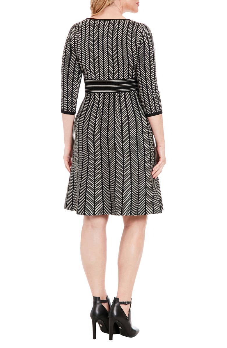 London Times Herringbone Fit & Flare Dress, Alternate, color, 