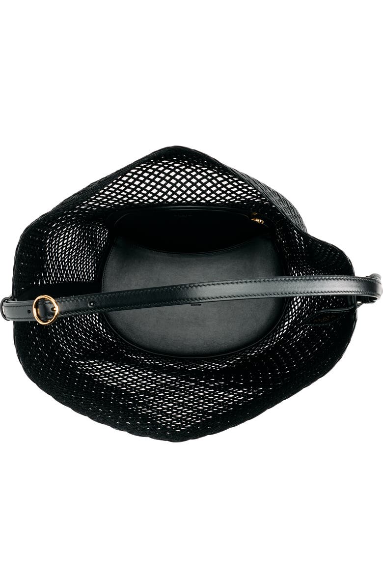 Alaïa Large Hip Leather Net Bucket Bag, Alternate, color, Noir