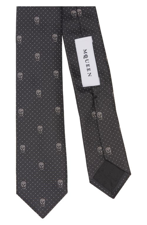 Alexander Mcqueen Skull Silk Tie In Charcoal/grey