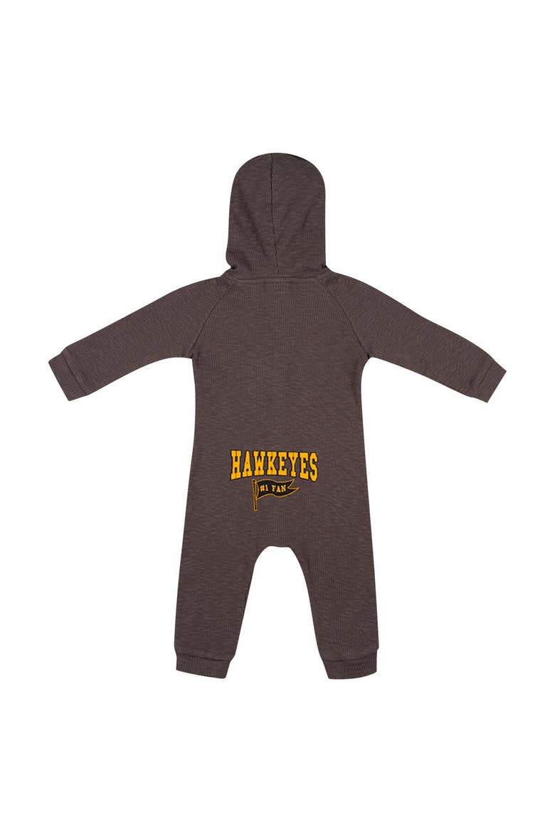 Newborn & Infant Colosseum Charcoal Iowa Hawkeyes Zando-Zan Waffle Full-Snap Hooded Romper, Alternate, color, Charcoal