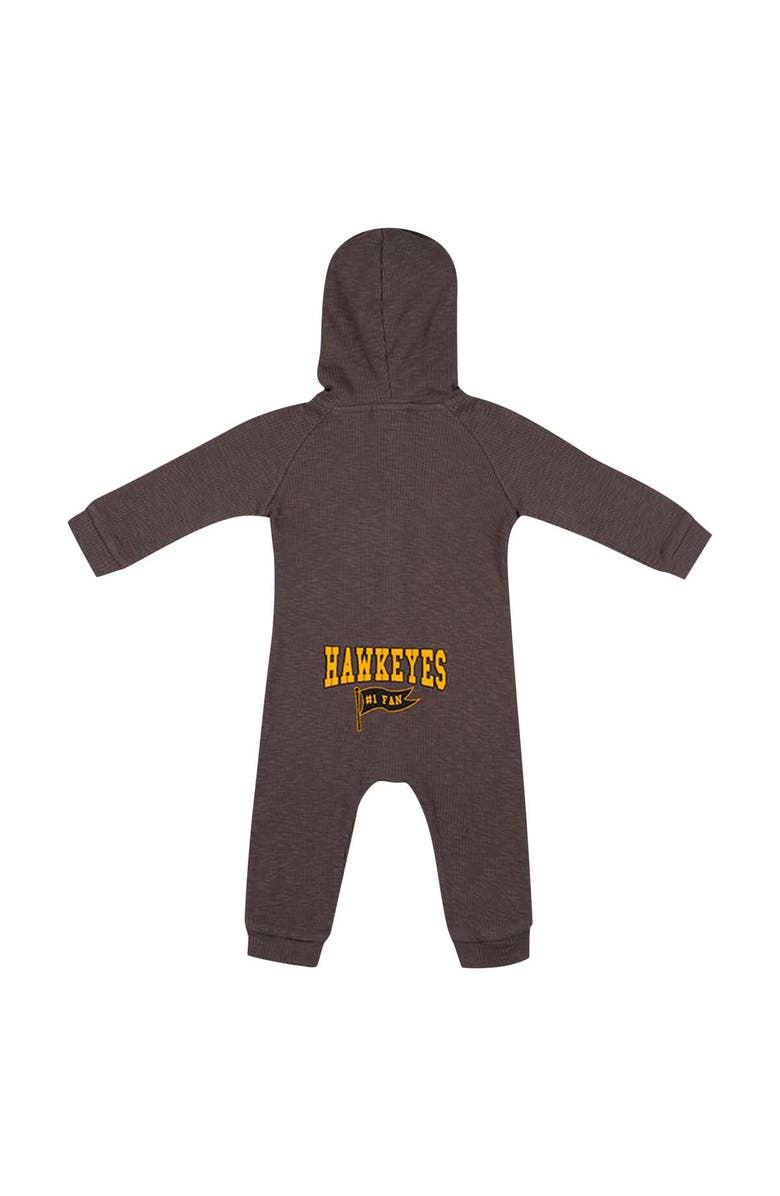 COLOSSEUM Newborn & Infant Colosseum Charcoal Iowa Hawkeyes Zando-Zan Waffle Full-Snap Hooded Romper, Alternate, color, Charcoal