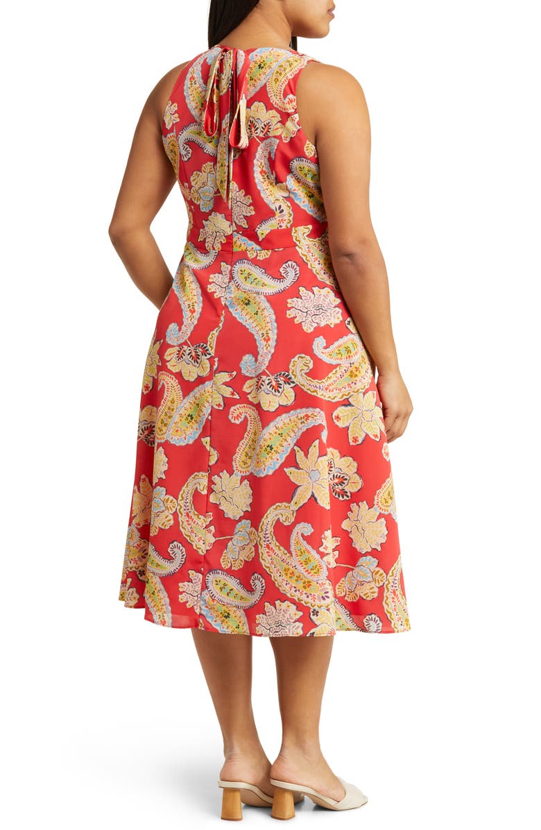 Tahari ASL Floral Tie Back Midi Dress, Alternate, color, 