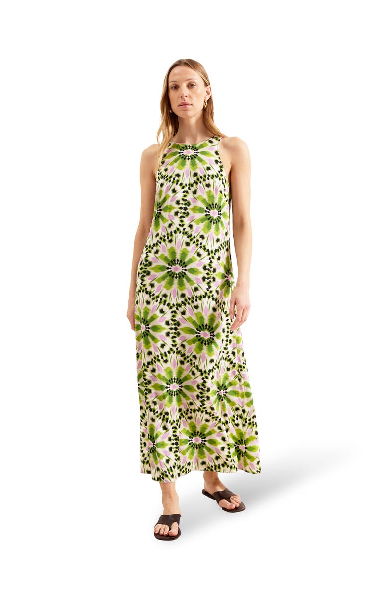 Ro&Zo Sleeveless Print Maxi Dress, Main, color, Green Mosaic