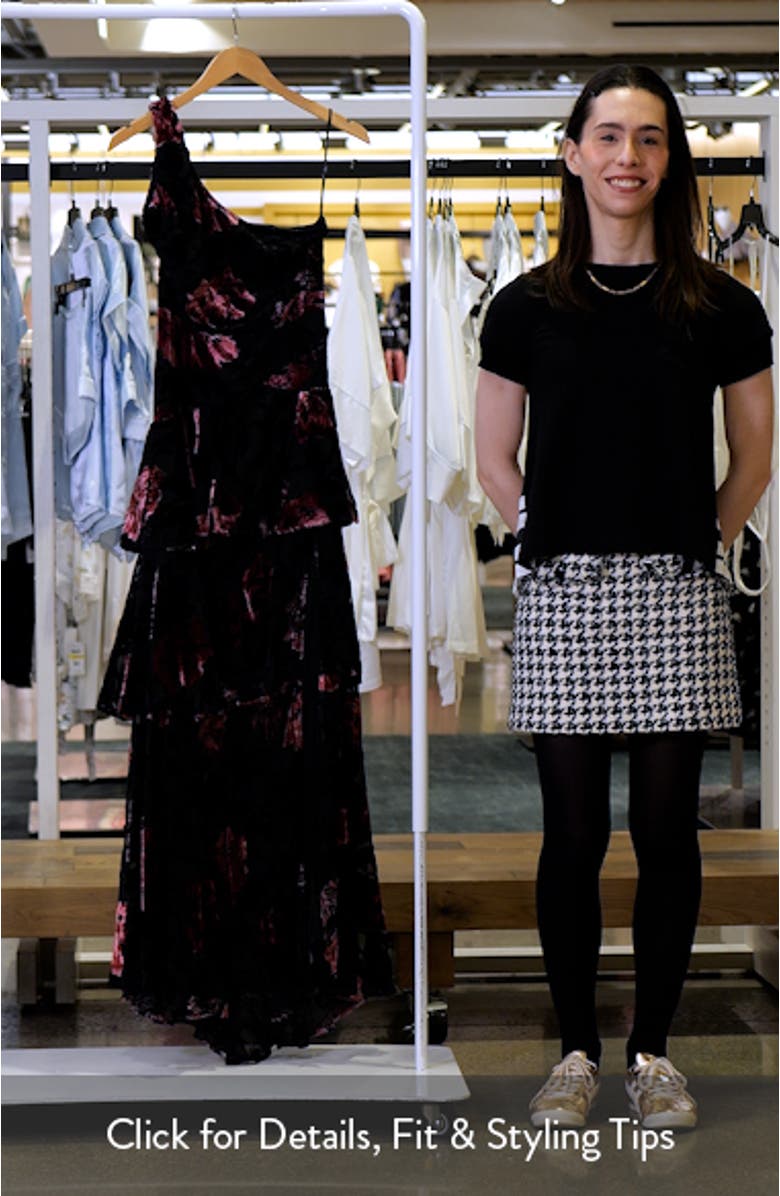 Elodie One Shoulder Burnout Floral Tiered Dress, sales video thumbnail