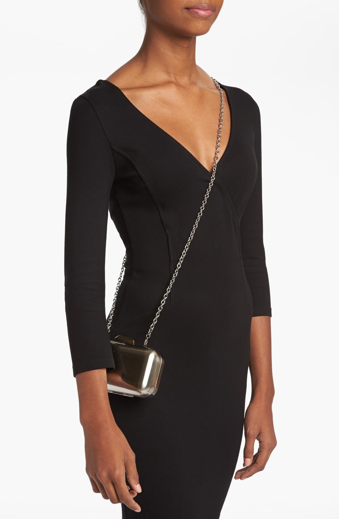 'Two Tone' Box Clutch, Alternate, color, SILVER/ GUNMETAL