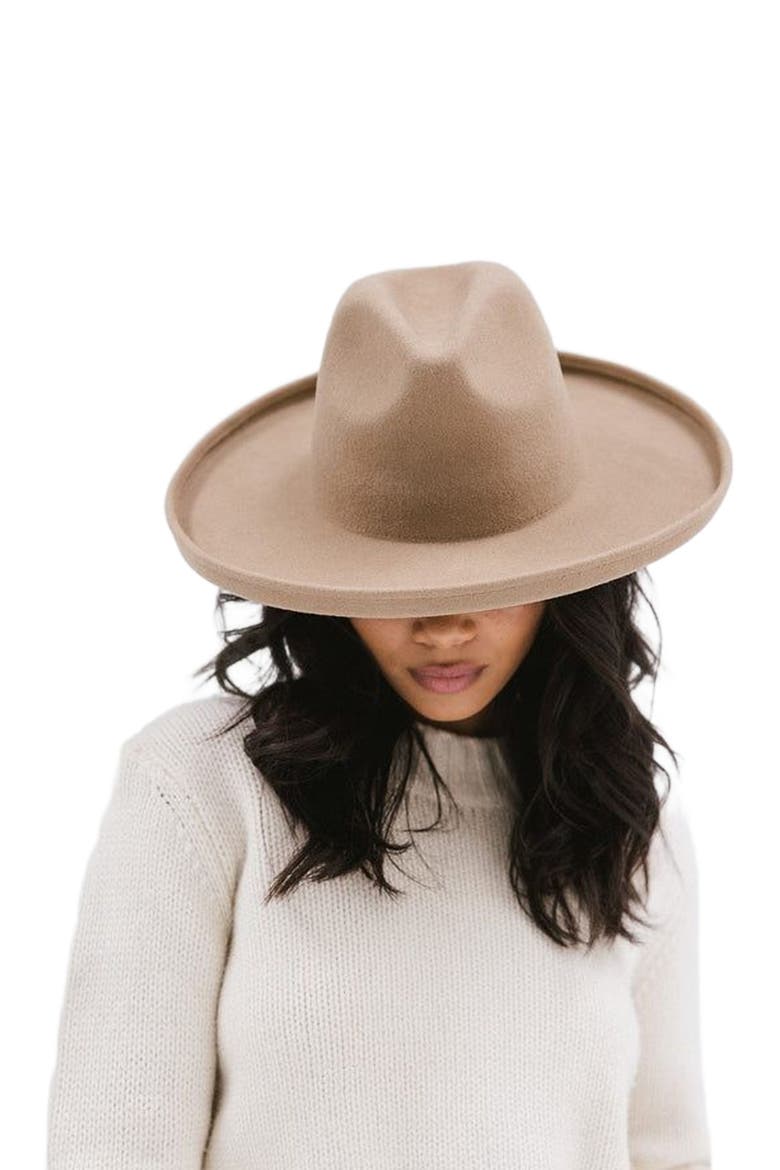 Maude Wide Brim Fedora Hat, Alternate, color, Tan