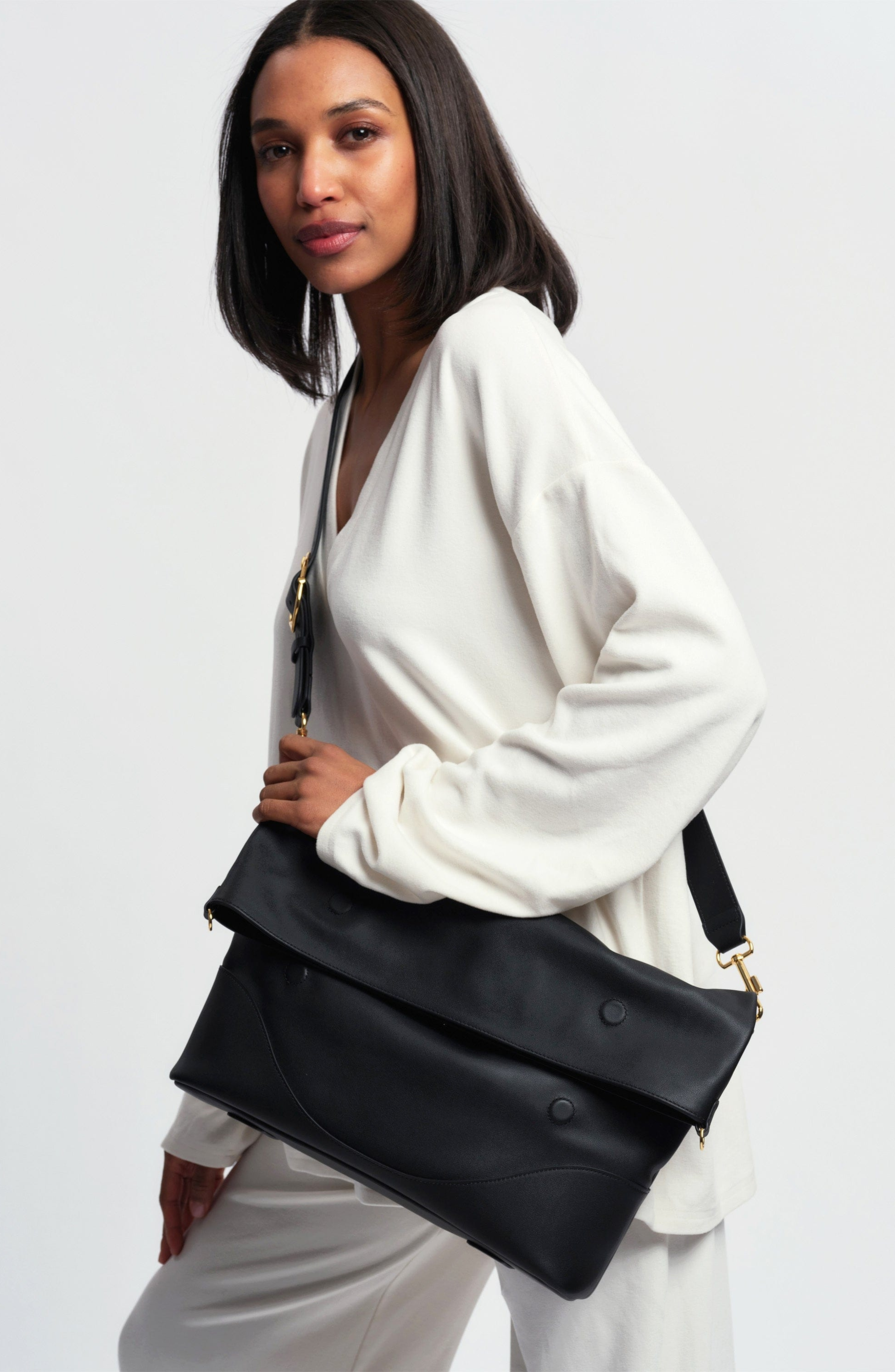Marina Foldover Bag, Alternate, color, Onyx