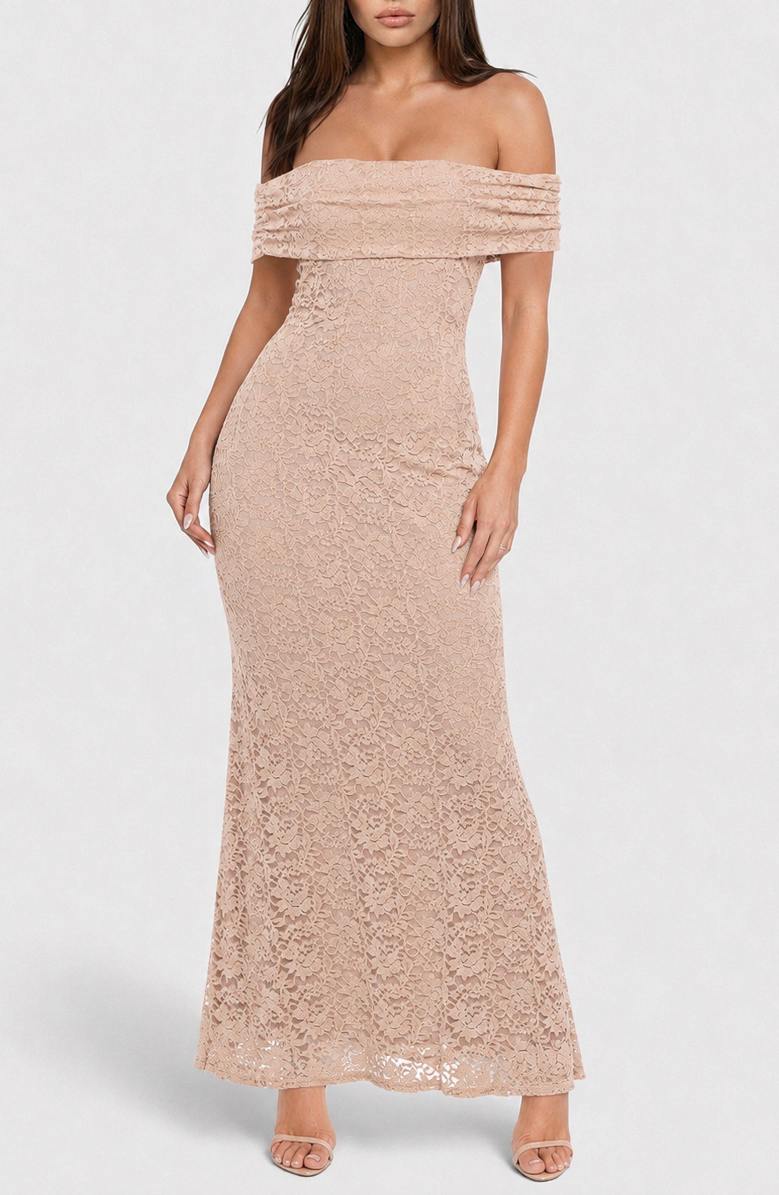 Lace Off the Shoulder Maxi Dress
