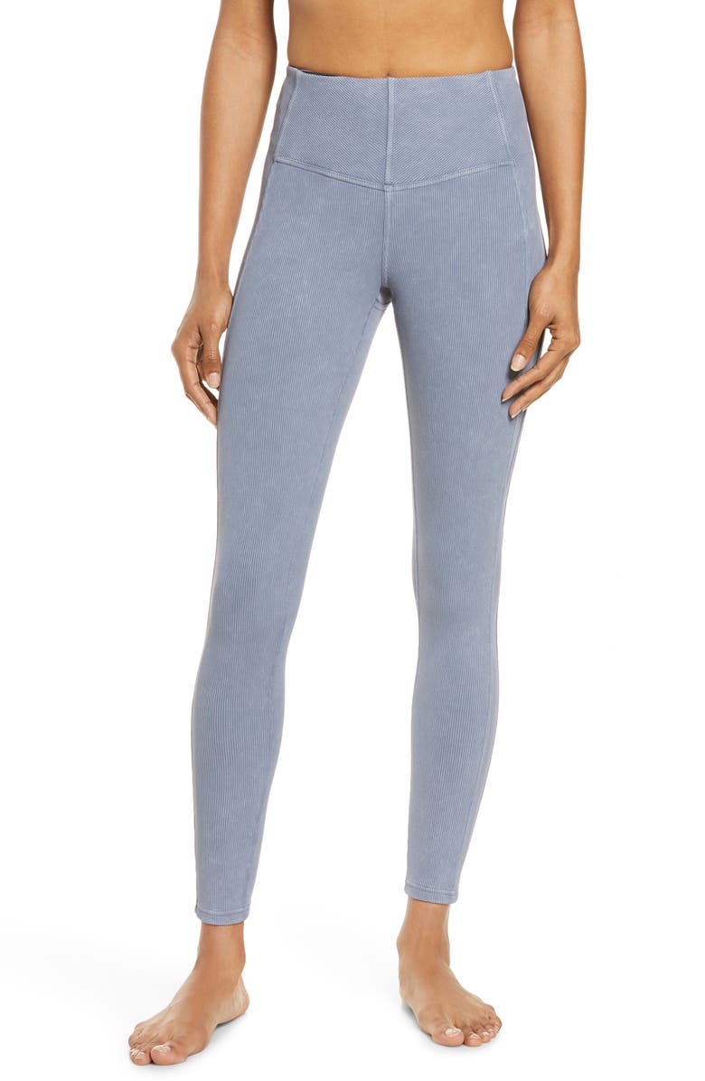 Zella Snow Wash High Waist Rib Ankle Leggings, Main, color,