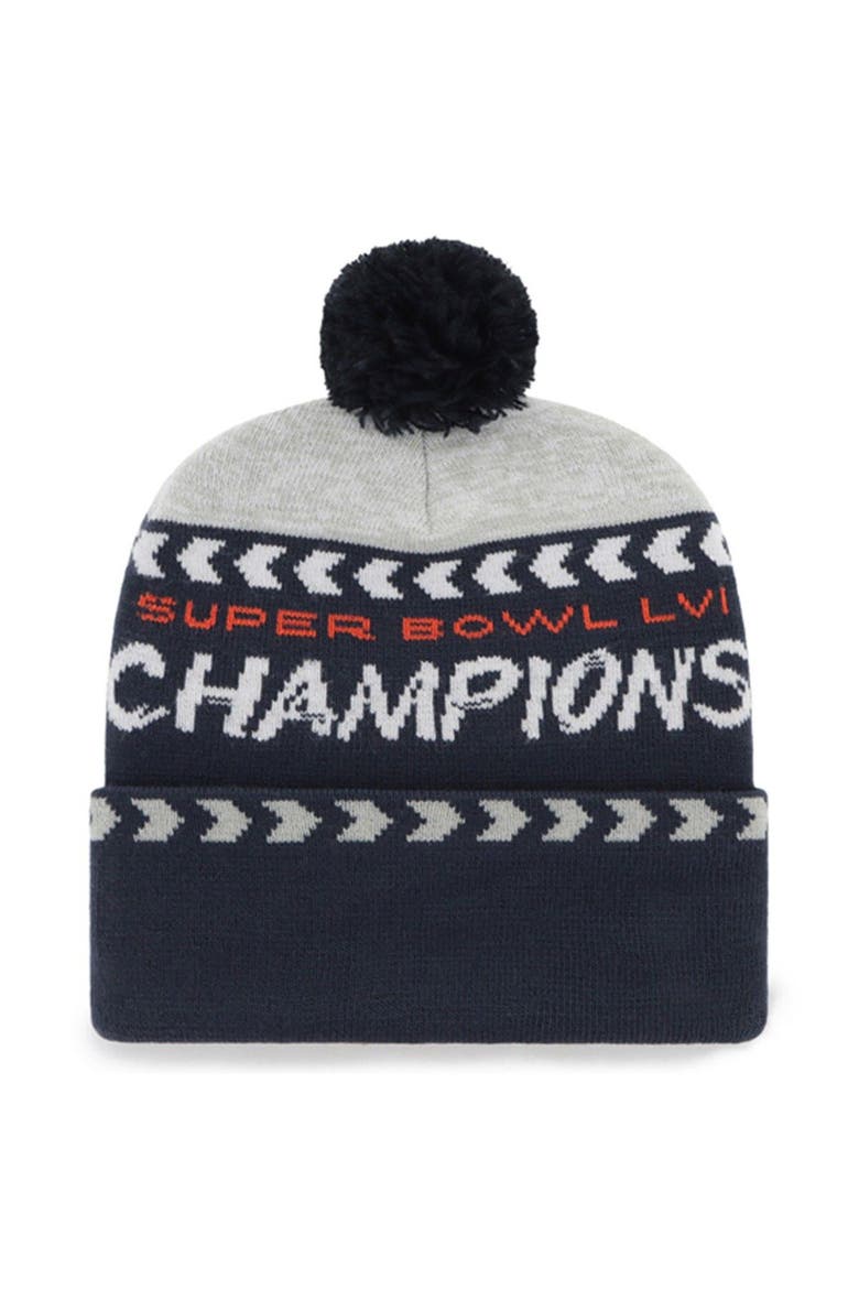 Men's '47 Gray/Navy Los Angeles Rams Super Bowl LVI Champions Clapboard Cuffed Pom Knit Hat, Alternate, color, Gray