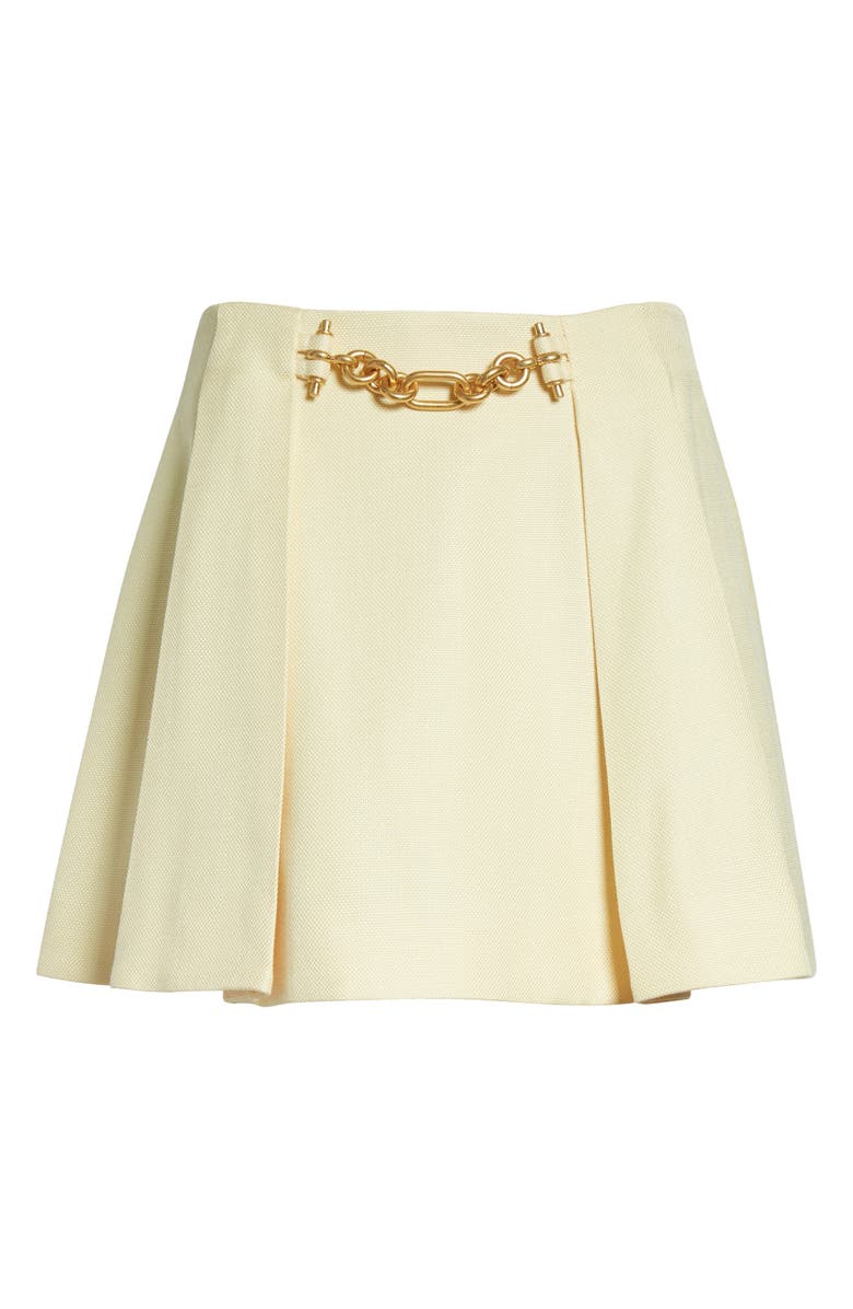 Balmain Pleated Basket Weave Skirt, Main, color, 1Gd Pale Yellow