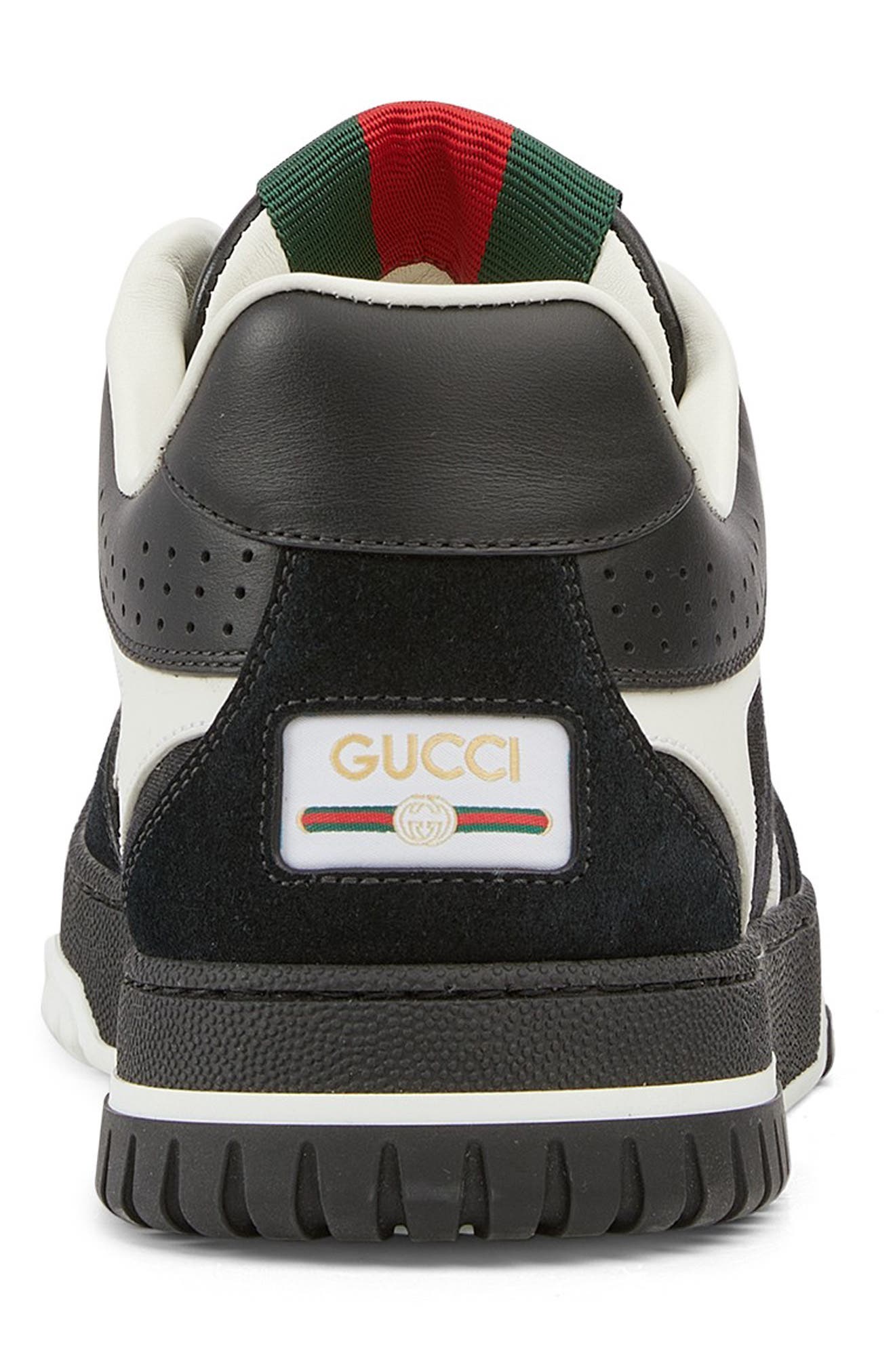 Gucci Re-Web Mixed Media Low Top Sneaker, Alternate, color, Black/ White/ Vrv