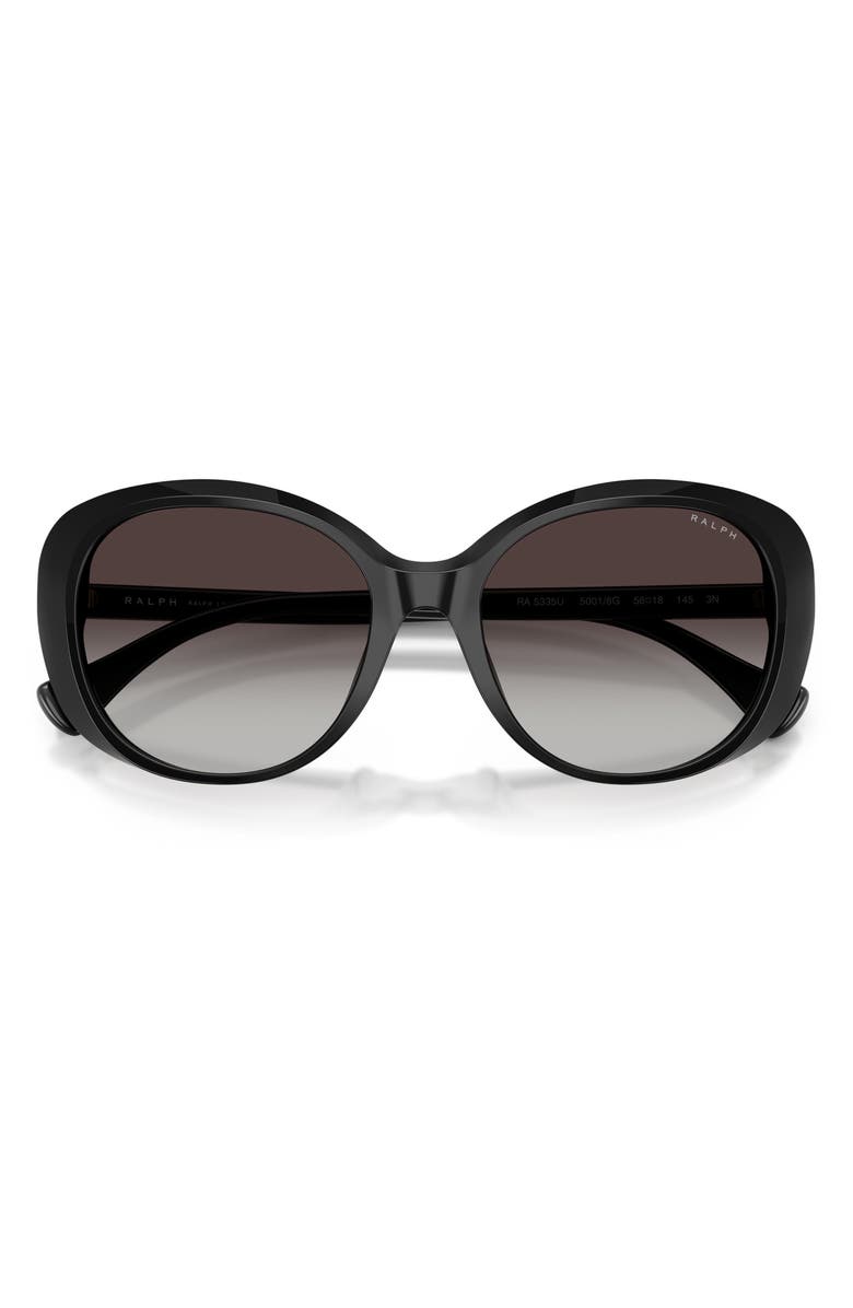 RALPH 56mm Gradient Round Sunglasses, Alternate, color, Shiny Black / Gradient Grey