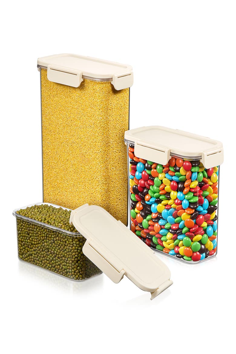 3-Pack Snap Lid Airtight Food Storage Container Set, Alternate, color, NO COLOR