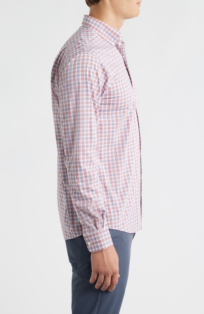 johnnie-O Brantley Plaid Performance Button-Down Shirt, Alternate, color, Malibu Red