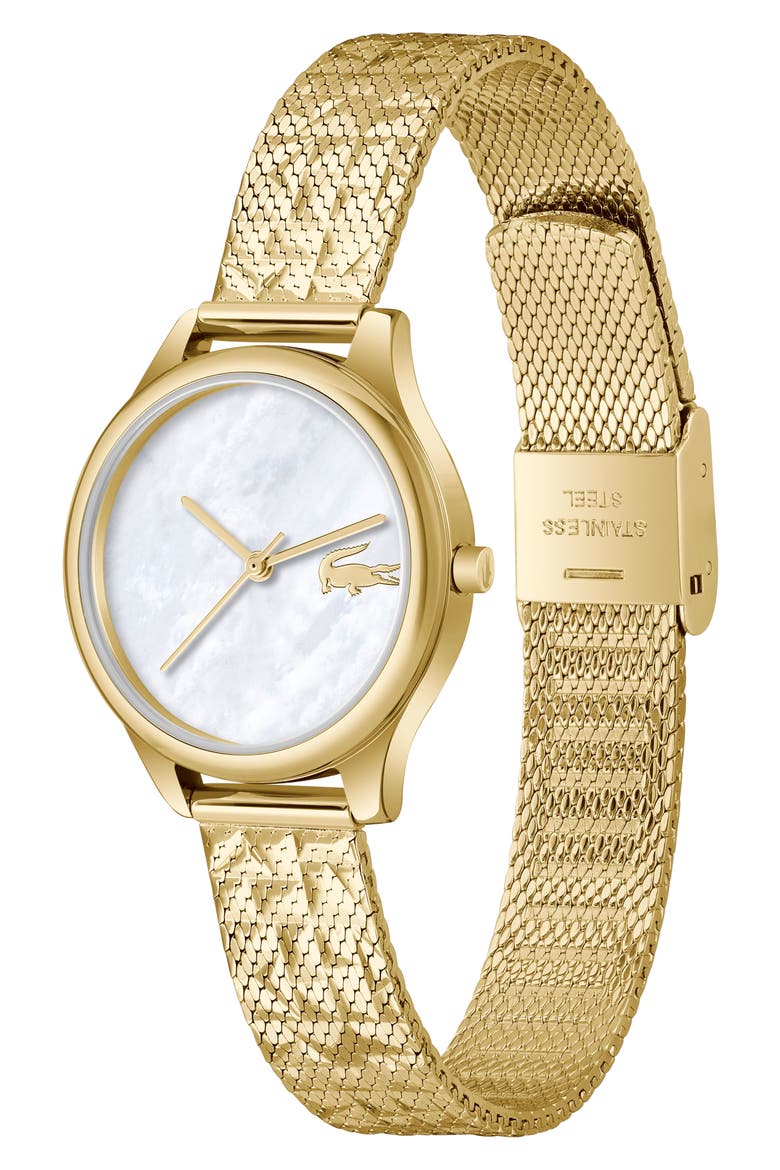 Mini Crocodelle Mesh Strap Watch, 28mm, Alternate, color, GOLD