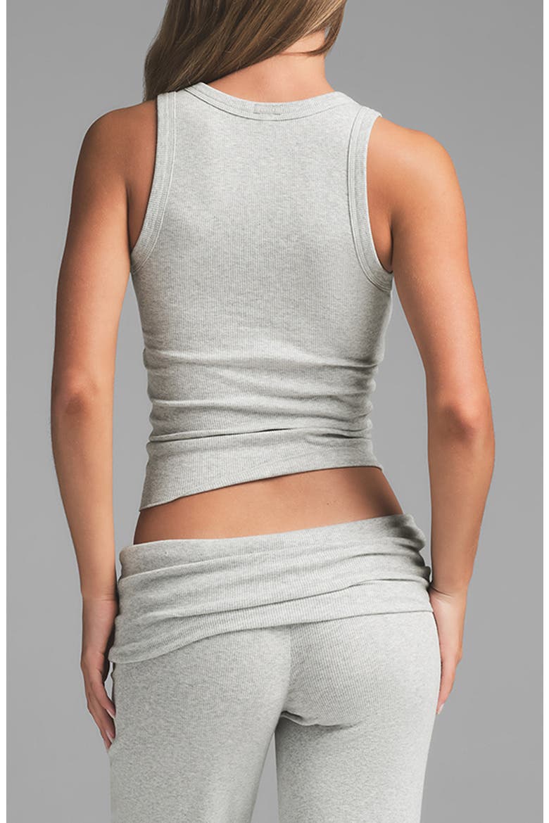Stretch Cotton Rib Scoop Tank, Alternate, color, LIGHT HEATHER GREY