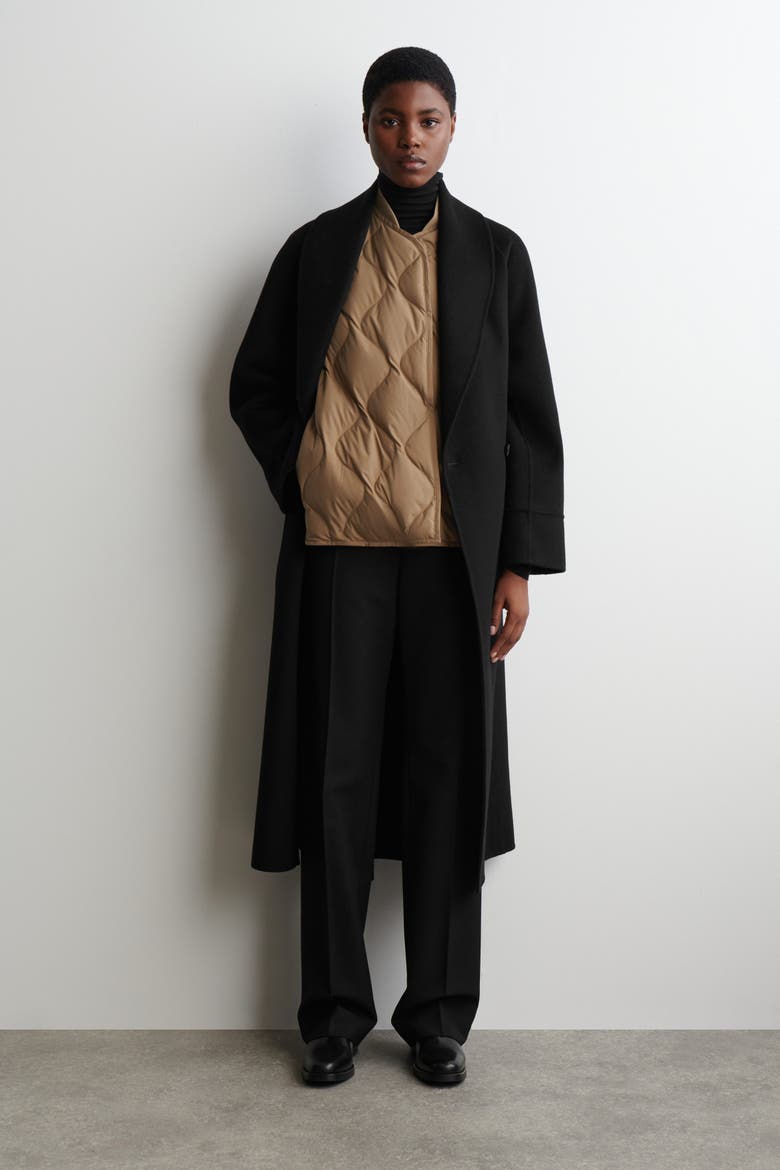 Oversized Quilted Down Gilet, Main, color, DARK BEIGE