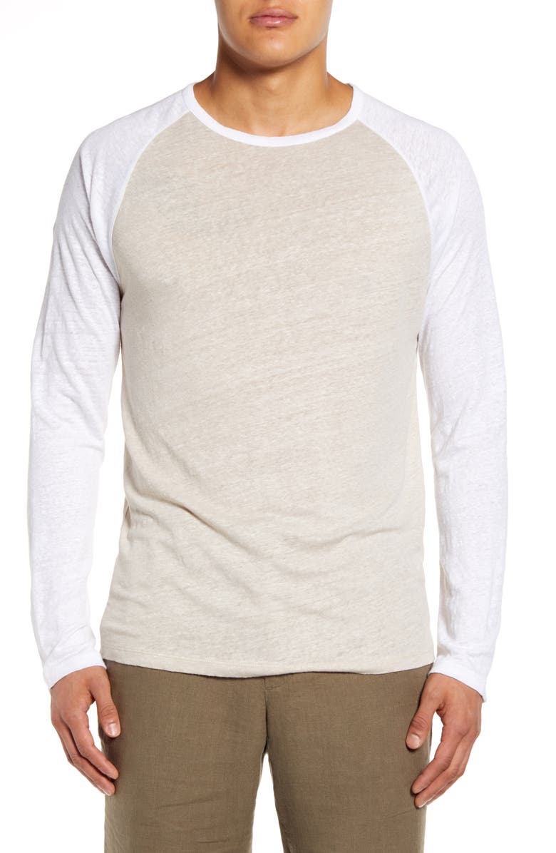 Vince Slim Fit Linen Baseball T-Shirt, Main, color, 