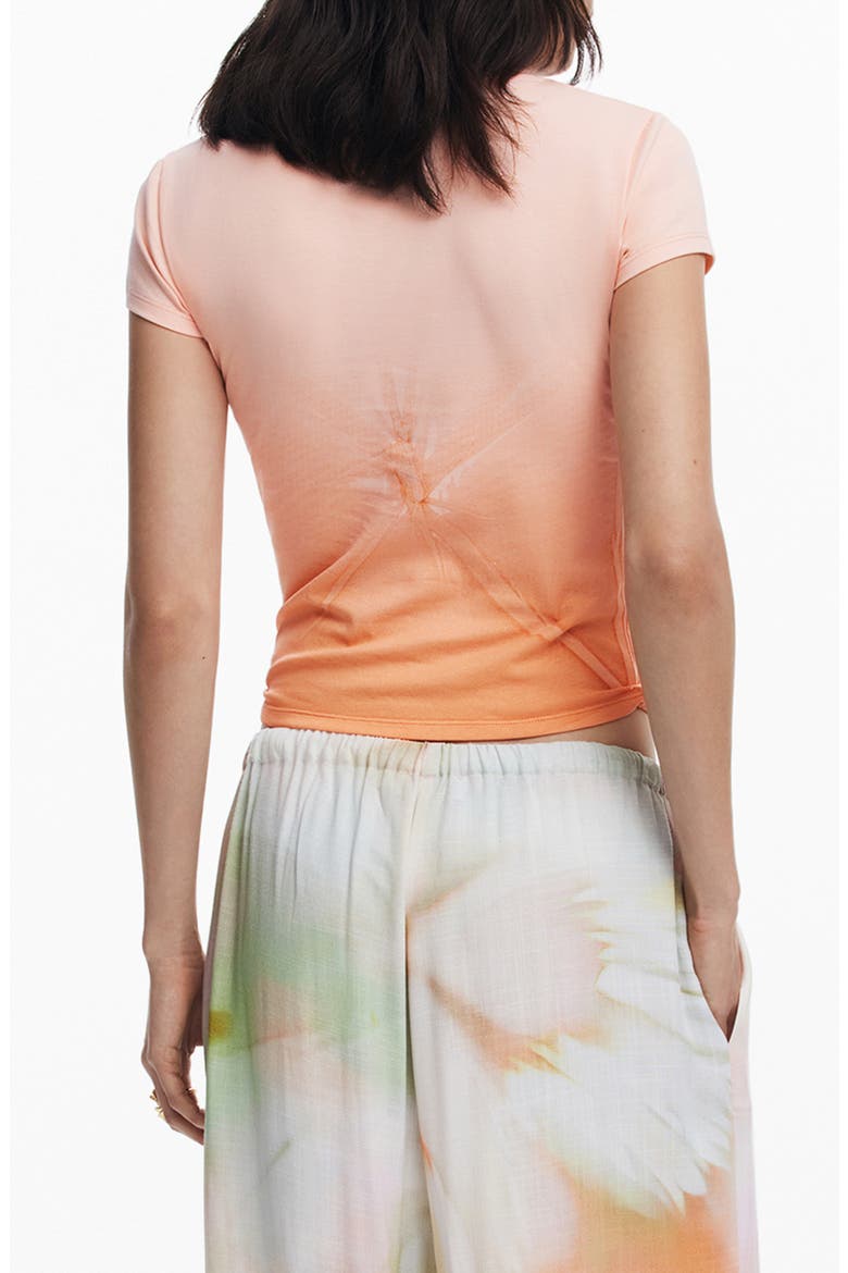 Keyhole Twist Ombré T-Shirt, Alternate, color, LIGHT PINK