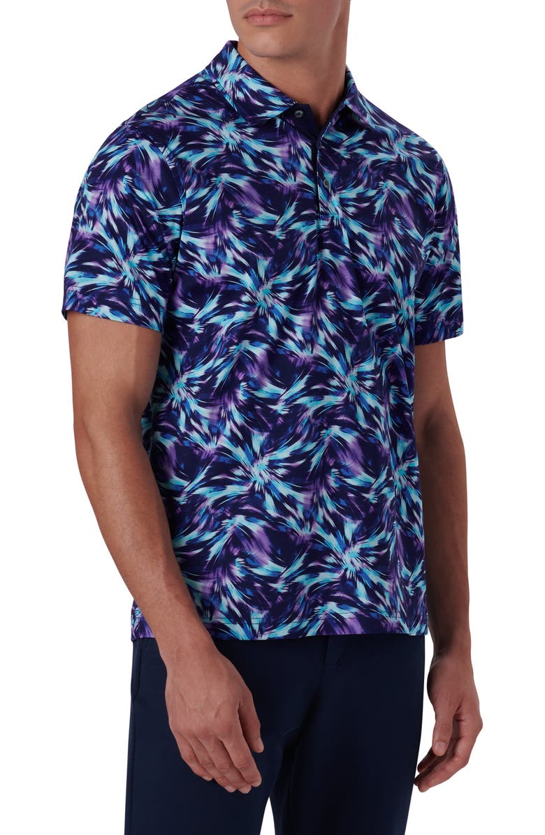 Bugatchi Digital Print Cotton Polo Shirt, Alternate, color, Orchid