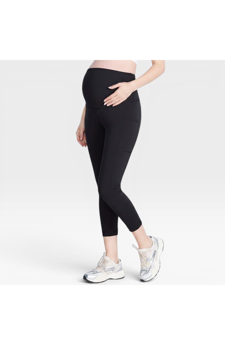 MOTHERHOOD MATERNITY High Waist Over the Belly Active Pocket Crop Legging, Alternate, color, Black