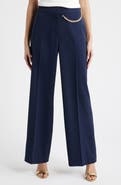 Elie Tahari The Sarah Chain Detail High Waist Straight Leg Pants