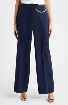 The Sarah Chain Detail High Waist Straight Leg Pants
