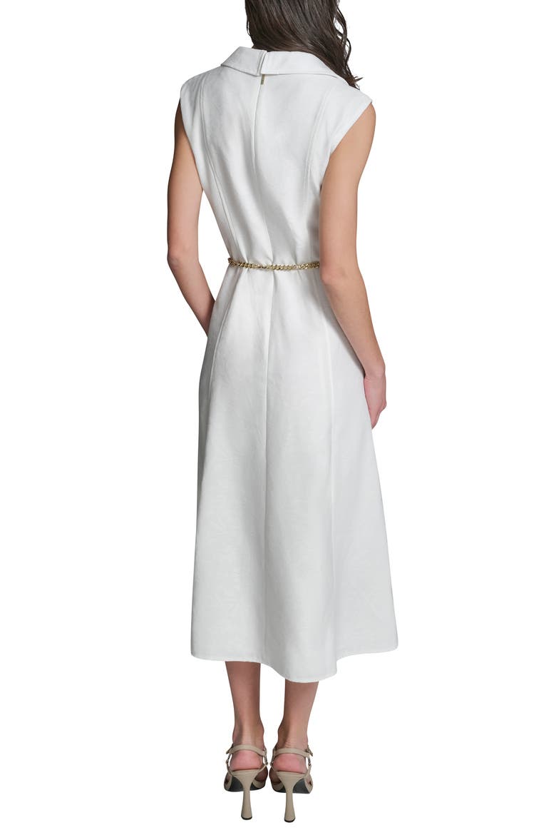 Floral Jacquard Midi Dress with Chain Belt, Alternate, color, SOFT WHITE